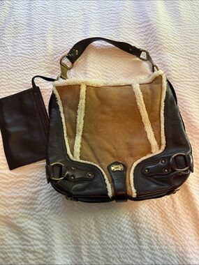 Michael Kors Brown and Cream Shearling Hobo Bag